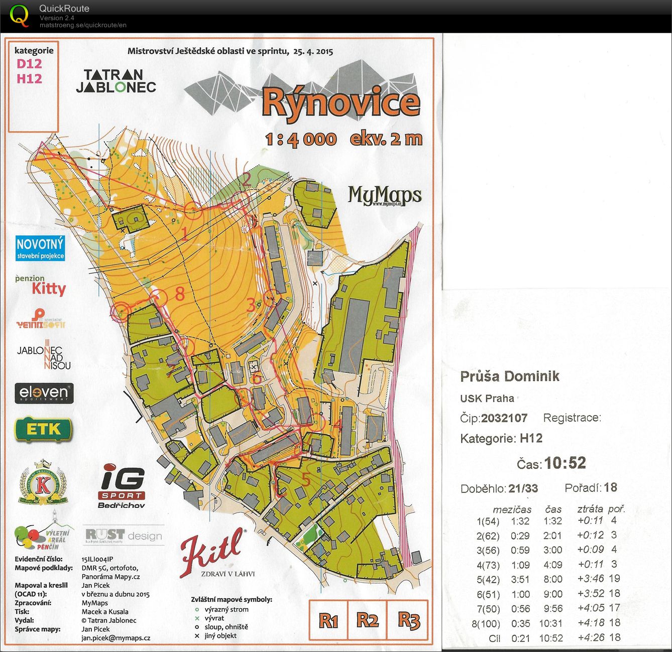 JŽ Jablonec Rynoltice sprint (25.04.2015)