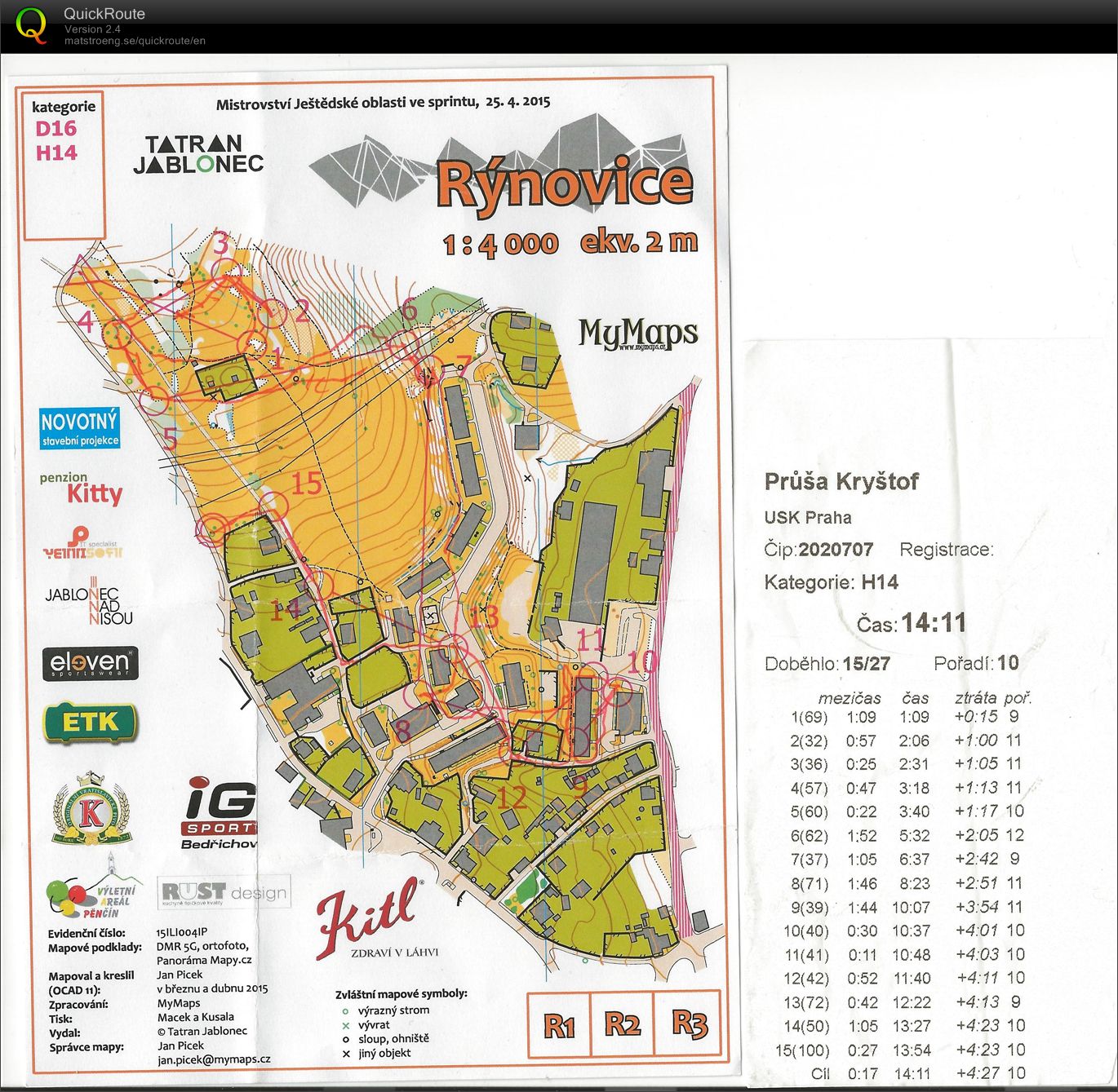 JŽ Jablonec Rynoltice sprint (25.04.2015)