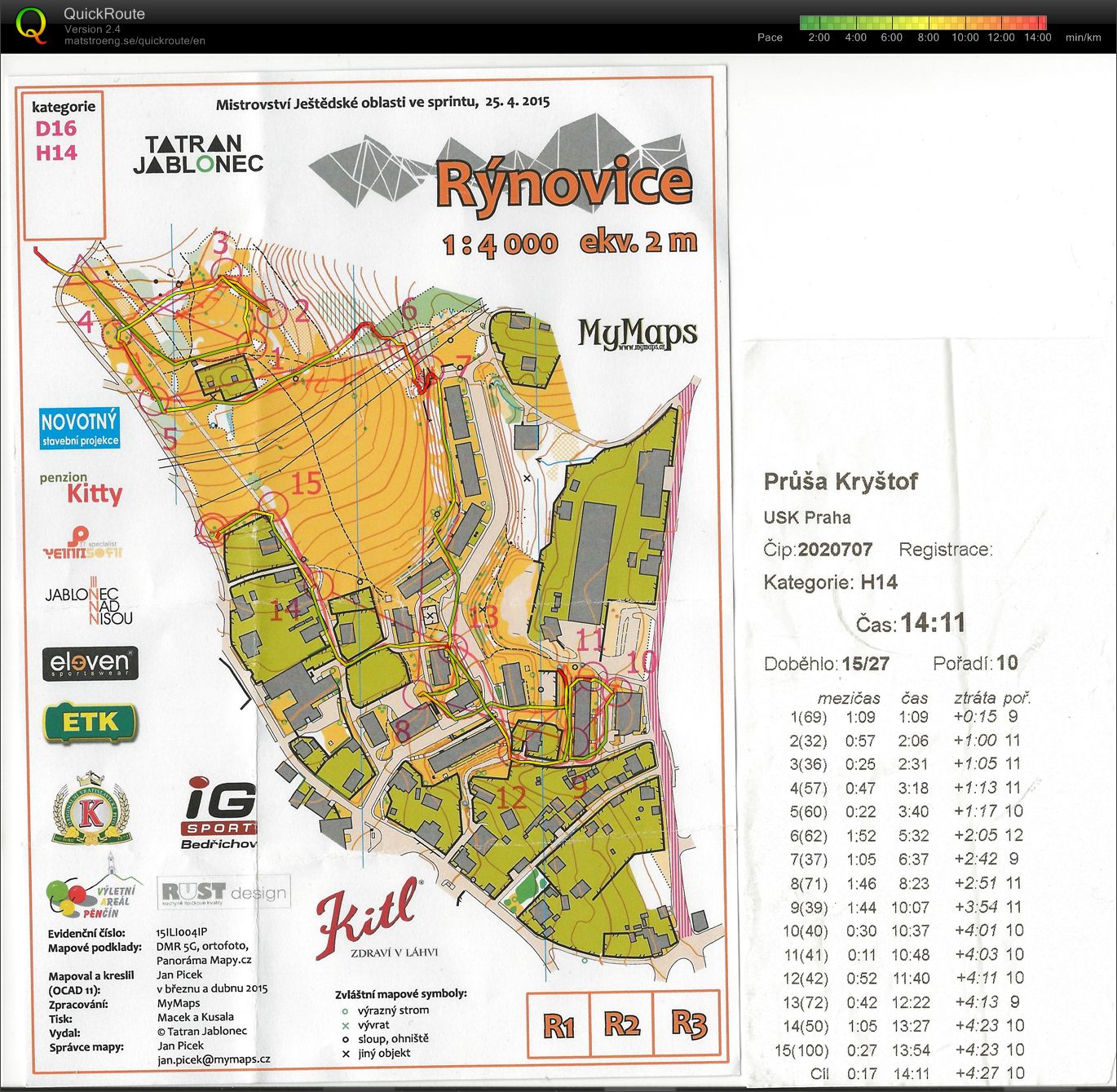 JŽ Jablonec Rynoltice sprint (25.04.2015)